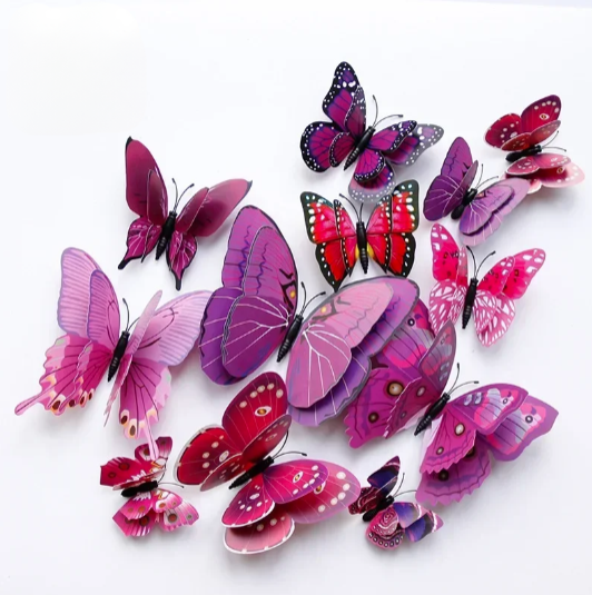 🦋 3D INNO INK Double Layer Butterflies Wall Stickers ✨ | Magical Floating Effect for Home & Office Decor 🌸