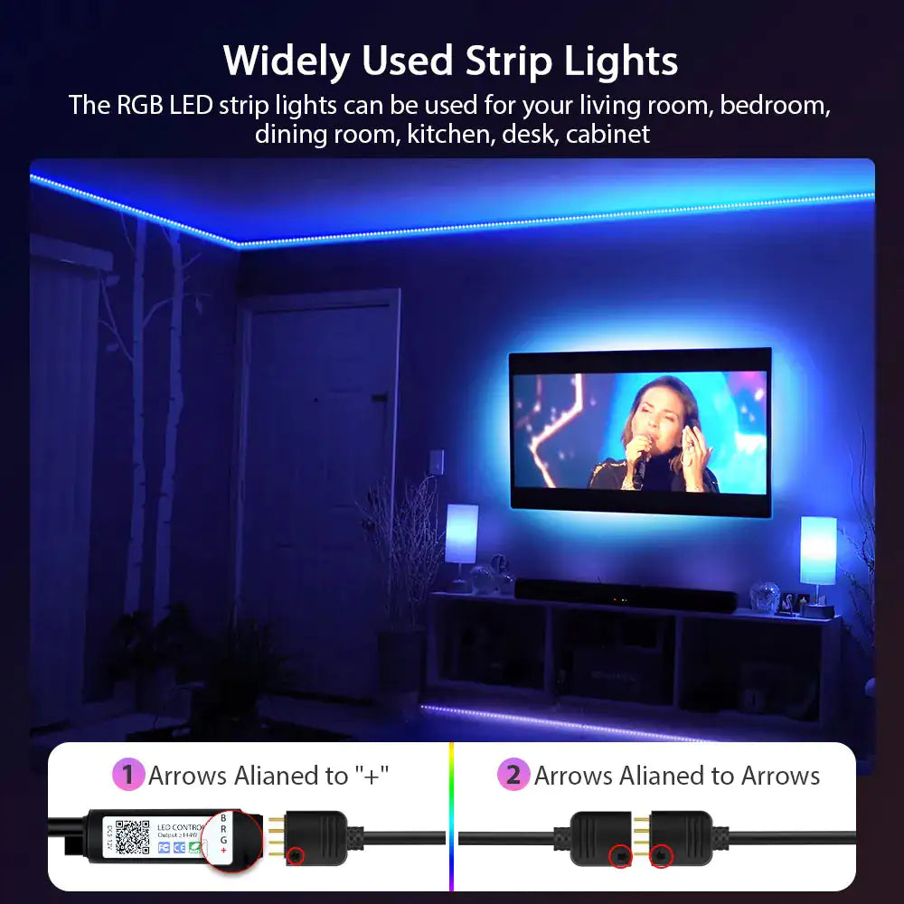 🎉 RGB 5050 LED Strip Lights - 16 Million Colors, Music Sync, & Customizable Ambiance for Any Occasion! 🌈✨