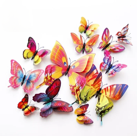 🦋 3D INNO INK Double Layer Butterflies Wall Stickers ✨ | Magical Floating Effect for Home & Office Decor 🌸