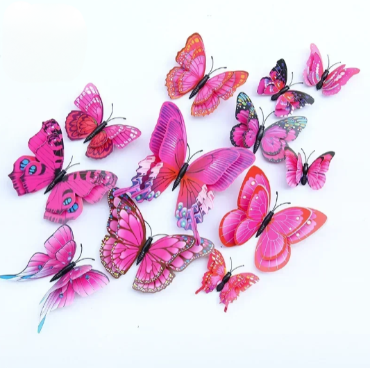 🦋 3D INNO INK Double Layer Butterflies Wall Stickers ✨ | Magical Floating Effect for Home & Office Decor 🌸