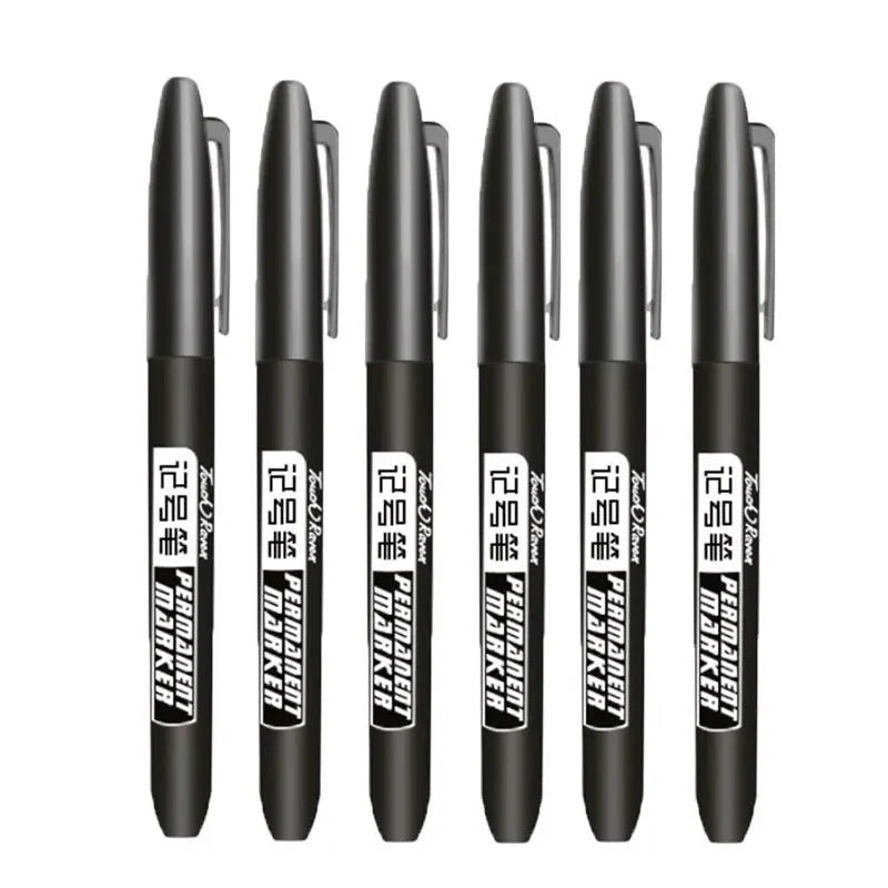 6 PCS Permanent Marker Pen Manga Drawing Markers Black Blue Red Waterproof Ink Sketch Pens Stationery Art School Supplies