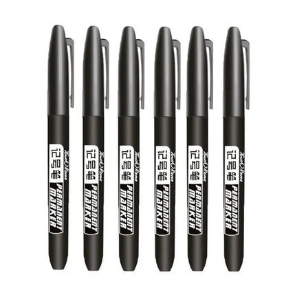 6 PCS Permanent Marker Pen Manga Drawing Markers Black Blue Red Waterproof Ink Sketch Pens Stationery Art School Supplies