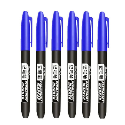 6 PCS Permanent Marker Pen Manga Drawing Markers Black Blue Red Waterproof Ink Sketch Pens Stationery Art School Supplies