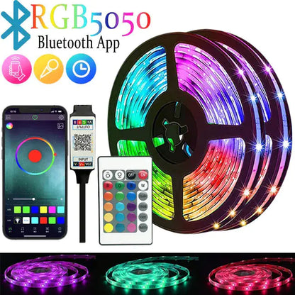 🎉 RGB 5050 LED Strip Lights - 16 Million Colors, Music Sync, & Customizable Ambiance for Any Occasion! 🌈✨