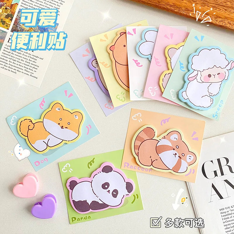 🐾INNO INK  Cute Animal Sticky Notes 🐱 | Kawaii Cartoon Memo Pads 📝 | Fun & Colorful Stationery for School & Office Supplies 🌈