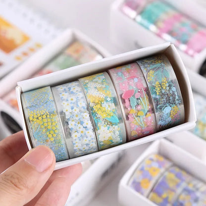 🎀 5 Rolls Kawaii Transparent Sticker Tape | DIY Decorative Material for Sketchbooks, School Supplies & Japanese Stationery 🌸