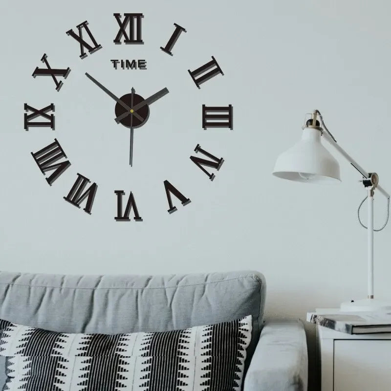 DIY 3D Frameless Wall Clock – Modern Mirror Sticker Clock for Stylish Home & Office Décor (40cm/16'') ✨🕒