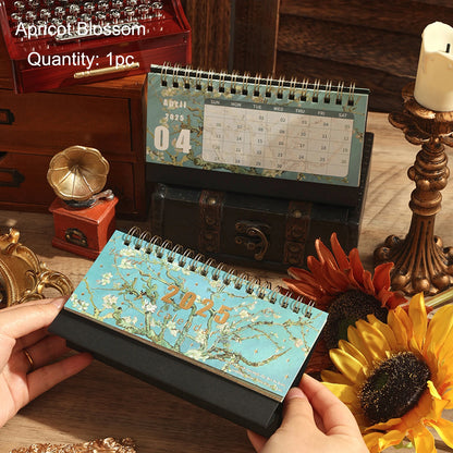 🌟 2025 Vintage Painting Coil Desk Calendar with Memo Notes – Stylish Flip Tabletop Monthly Planner for Home, Office, and School Organization! 📅🎨