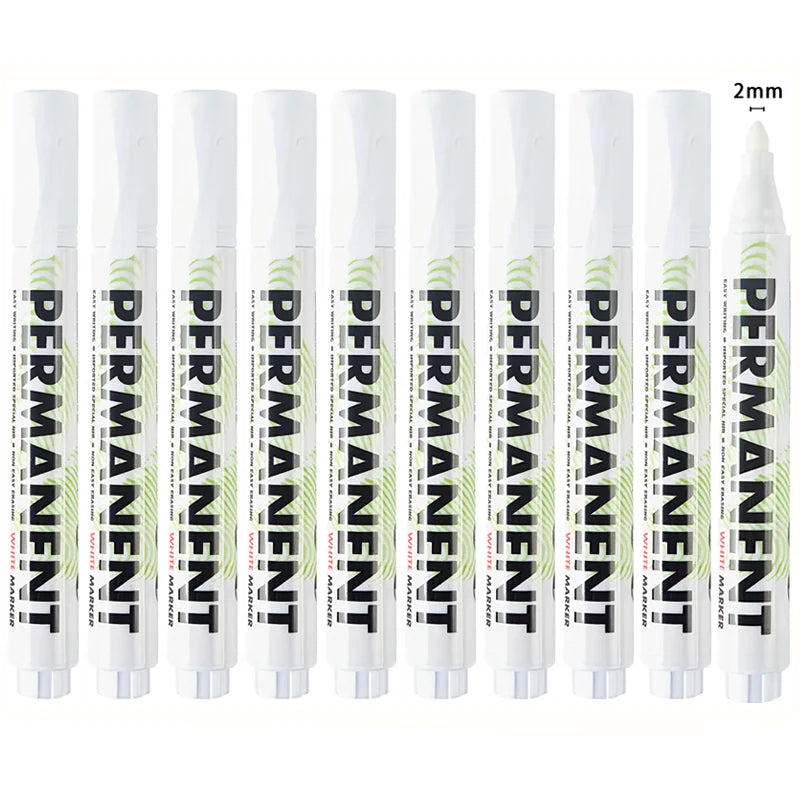 10/12Pcs White Marker Pen, Graffiti Pens, Waterproof, Permanent Tire Painting, Notebook Tyre Tread, Oily Environmental Pen