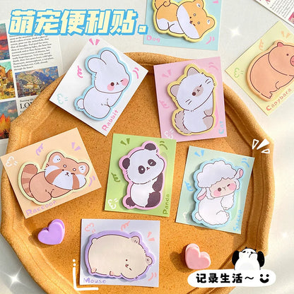 🐾INNO INK  Cute Animal Sticky Notes 🐱 | Kawaii Cartoon Memo Pads 📝 | Fun & Colorful Stationery for School & Office Supplies 🌈