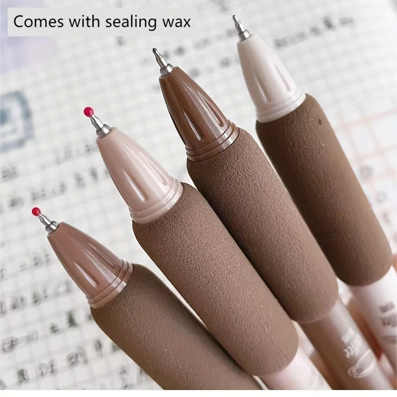 4pcs Coffee-Themed Soft Bread Gel Pens - 0.5mm Black Ink