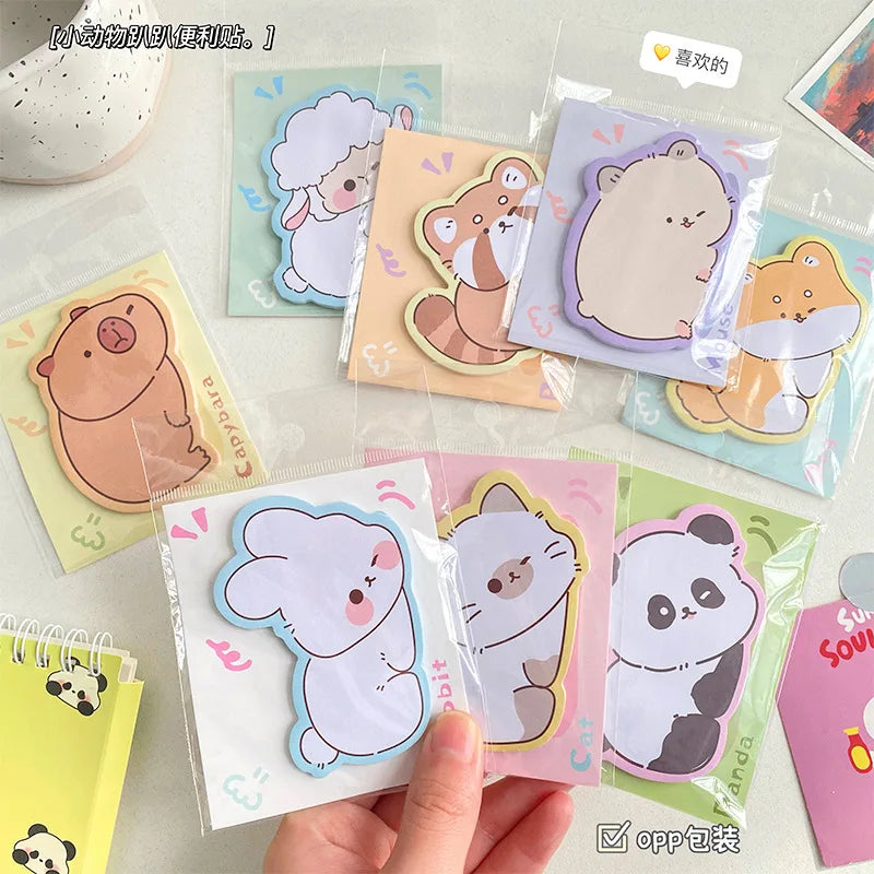 🐾INNO INK  Cute Animal Sticky Notes 🐱 | Kawaii Cartoon Memo Pads 📝 | Fun & Colorful Stationery for School & Office Supplies 🌈