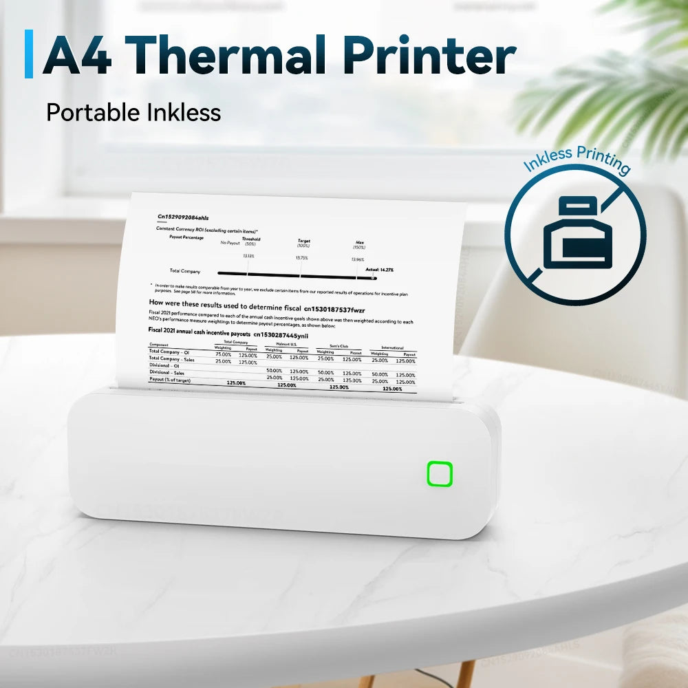 🖨️ A4 Portable Inkless Thermal Printer | Wireless Bluetooth | Print PDFs, Photos & Tattoo Stencils Anytime, Anywhere! 🚀