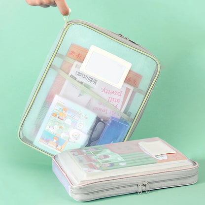 A4 Double-Layer Mesh Zipper Bag – Large Capacity Stationery & Document Organizer for Office & School ✨📂