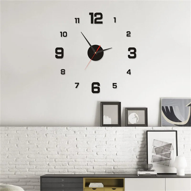 DIY 3D Frameless Wall Clock – Modern Mirror Sticker Clock for Stylish Home & Office Décor (40cm/16'') ✨🕒