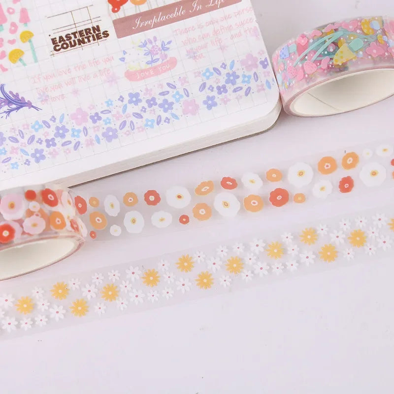 🎀 5 Rolls Kawaii Transparent Sticker Tape | DIY Decorative Material for Sketchbooks, School Supplies & Japanese Stationery 🌸