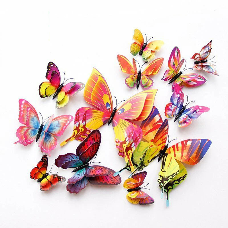 🦋 3D INNO INK Double Layer Butterflies Wall Stickers ✨ | Magical Floating Effect for Home & Office Decor 🌸