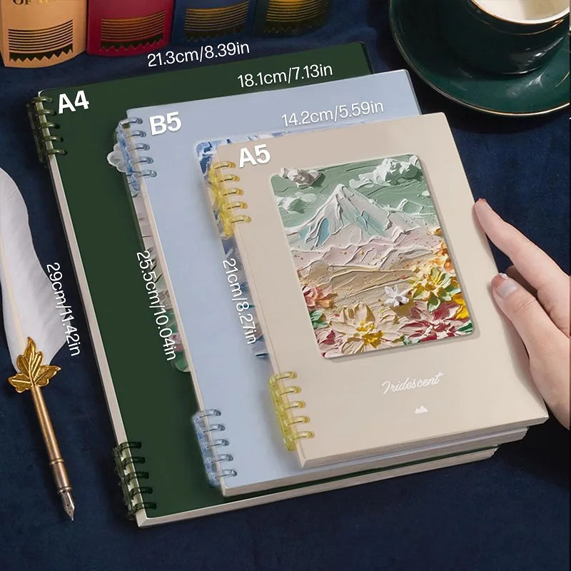 A4 A5 B5 🖼️ Oil Painting Loose-leaf Notebook 📖 Detachable Coil Diary for Students & Office Supplies ✍️