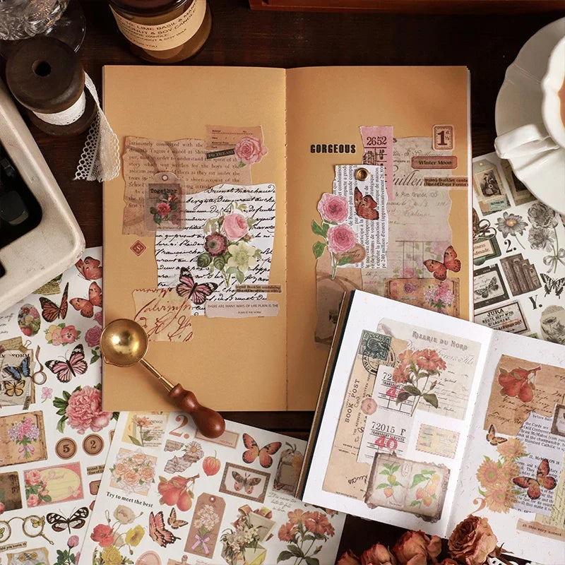 🌸INNO INK Floral Stickers ✂️ | Aesthetic Scrapbook & DIY Craft Decor 🌿 | Vintage Junk Journal & Collage Supplies 📖