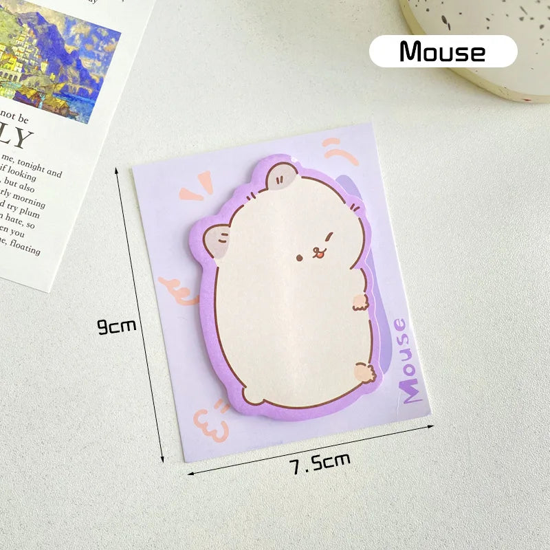 🐾INNO INK  Cute Animal Sticky Notes 🐱 | Kawaii Cartoon Memo Pads 📝 | Fun & Colorful Stationery for School & Office Supplies 🌈