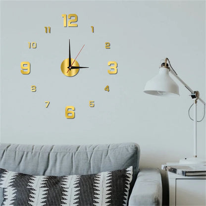 DIY 3D Frameless Wall Clock – Modern Mirror Sticker Clock for Stylish Home & Office Décor (40cm/16'') ✨🕒