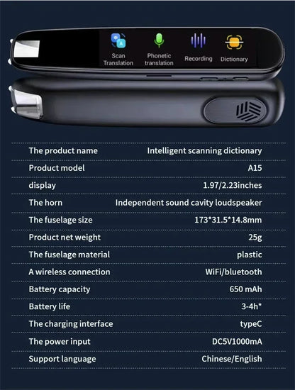 Senbossi A15S Portable Voice Translator – Effortless Multilingual Communication Anywhere 🌍🔊