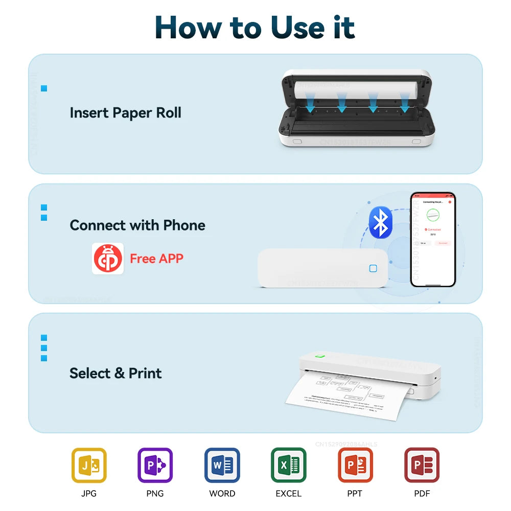 🖨️ A4 Portable Inkless Thermal Printer | Wireless Bluetooth | Print PDFs, Photos & Tattoo Stencils Anytime, Anywhere! 🚀