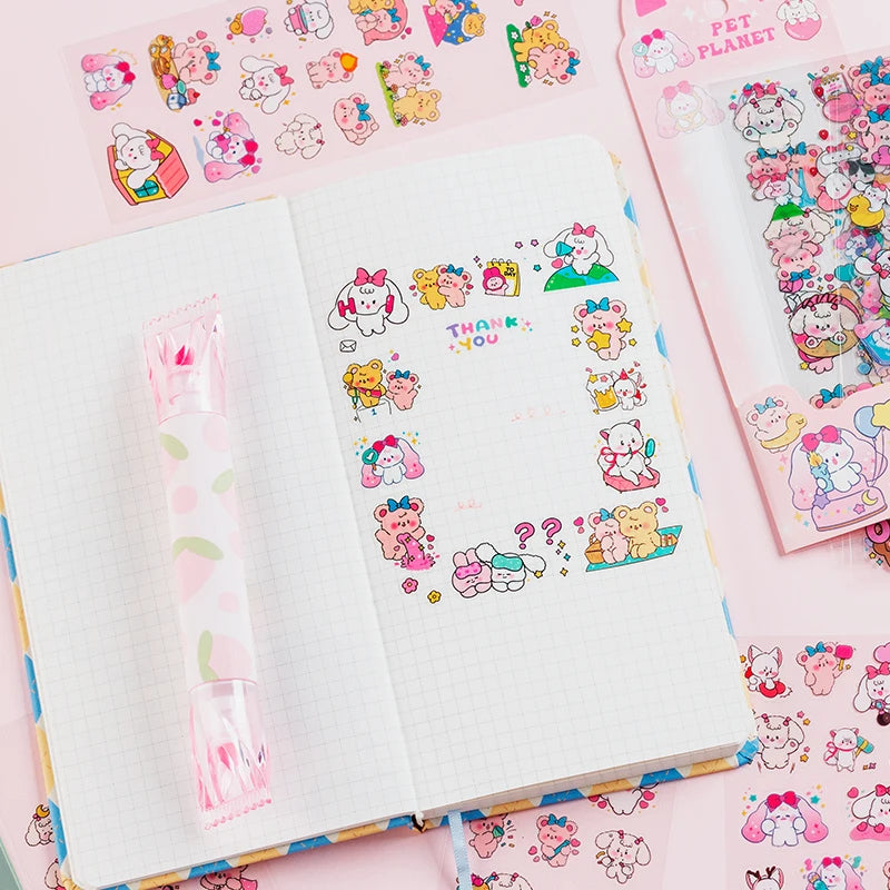 🌸 150+ INNO INK Kawaii Sticker Set 🐸 | Cute Frog, Bicycle & Girl Designs for Scrapbooking, Journals & Stationery 🎨