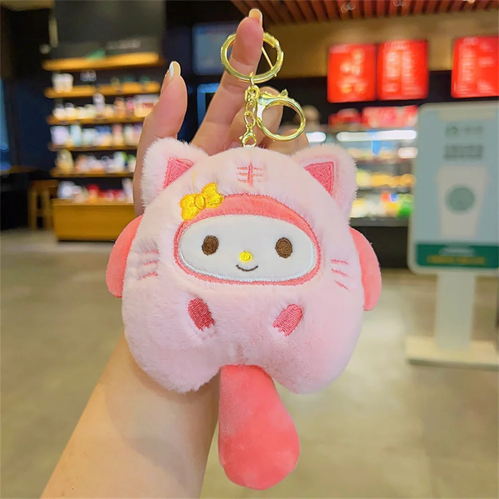 🐯 Sanrio Little Tiger Plush Keychain 🐯 | 🎀 Adorable Furry Tail Edition | 🎒 Perfect for Bags & Keys