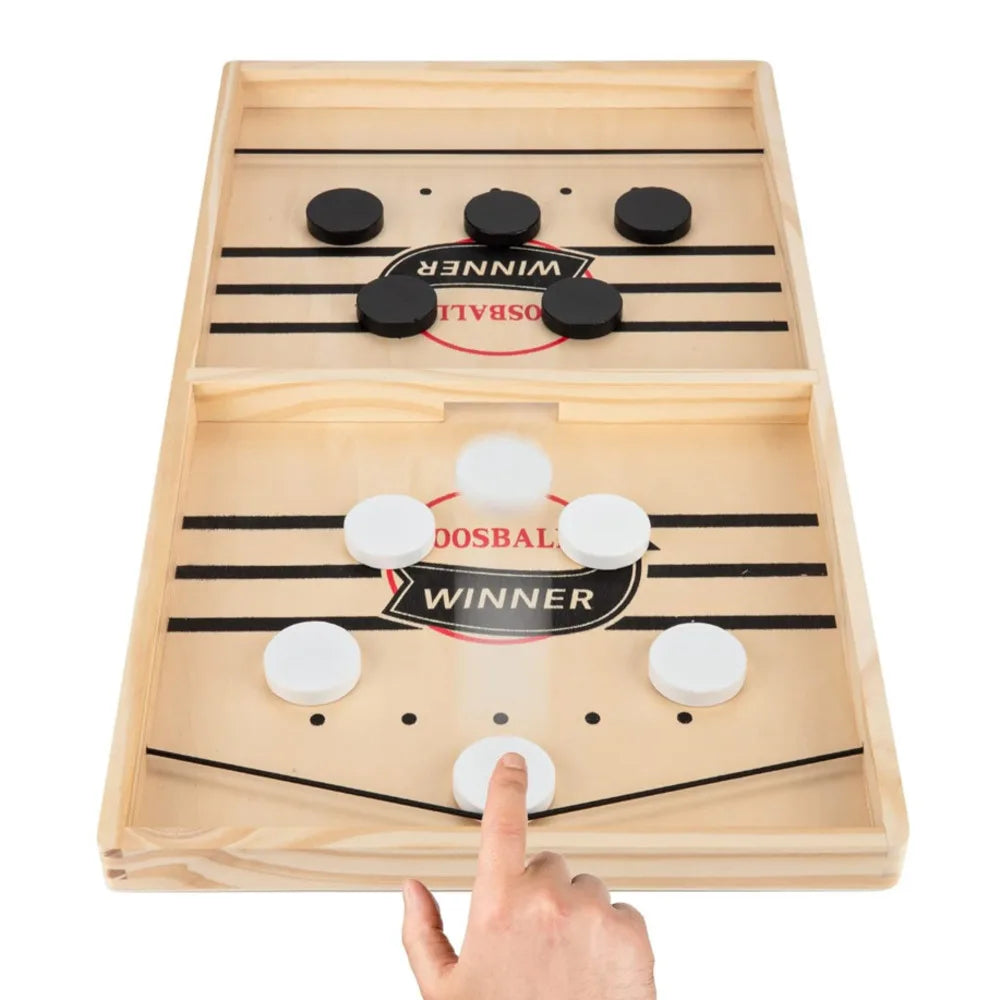 🏒 Foosball Winner Board Game – Fast-Paced Sling Puck Hockey Game for Family Fun, Parent-Child Interactive Toy, High-Quality New Zealand Pine Board, Perfect for Game Nights, Enhances Reflexes & Hand-Eye Coordination – Includes 10 Pucks & 2 Elastic Ropes 🎯