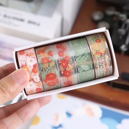 🎀 5 Rolls Kawaii Transparent Sticker Tape | DIY Decorative Material for Sketchbooks, School Supplies & Japanese Stationery 🌸