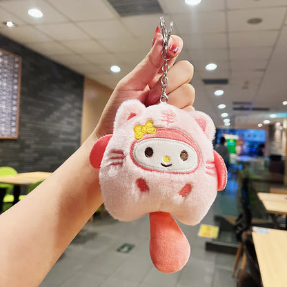 🐯 Sanrio Little Tiger Plush Keychain 🐯 | 🎀 Adorable Furry Tail Edition | 🎒 Perfect for Bags & Keys