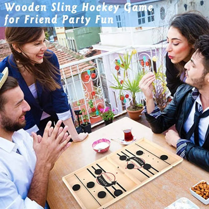 🏒 Foosball Winner Board Game – Fast-Paced Sling Puck Hockey Game for Family Fun, Parent-Child Interactive Toy, High-Quality New Zealand Pine Board, Perfect for Game Nights, Enhances Reflexes & Hand-Eye Coordination – Includes 10 Pucks & 2 Elastic Ropes 🎯