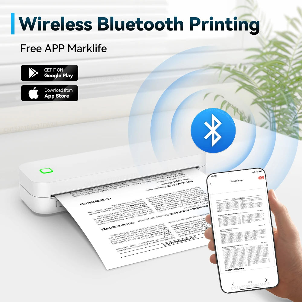 🖨️ A4 Portable Inkless Thermal Printer | Wireless Bluetooth | Print PDFs, Photos & Tattoo Stencils Anytime, Anywhere! 🚀