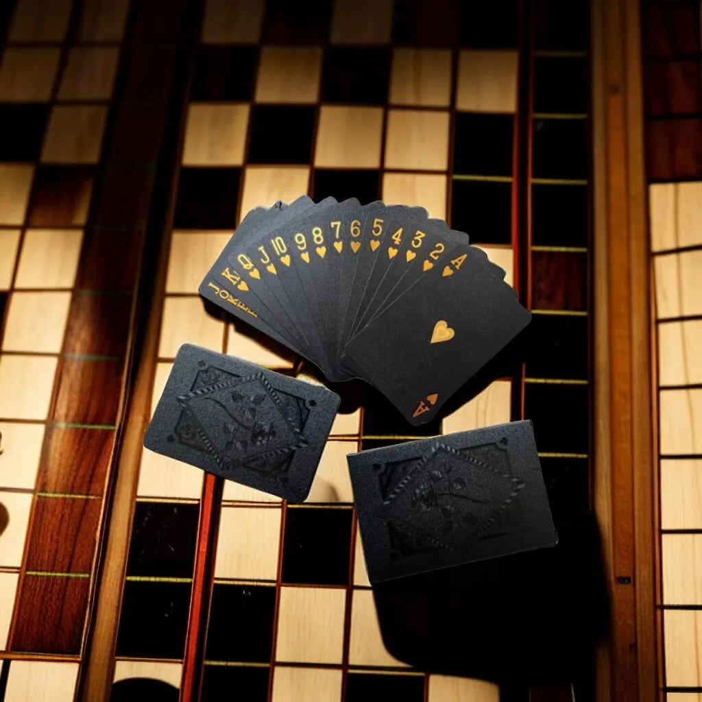 ✨Luxury Black Gold Waterproof Playing Cards Set 🎴 – Elegant Design, Scratch-Resistant, Durable 🛡️ – Ideal for Poker, Rummy, Family Game Nights 🎉 – Perfect Gift in a Stylish Black Box 🎁"