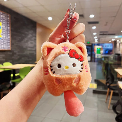 🐯 Sanrio Little Tiger Plush Keychain 🐯 | 🎀 Adorable Furry Tail Edition | 🎒 Perfect for Bags & Keys