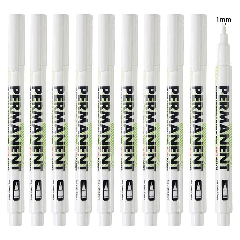 10/12Pcs White Marker Pen, Graffiti Pens, Waterproof, Permanent Tire Painting, Notebook Tyre Tread, Oily Environmental Pen