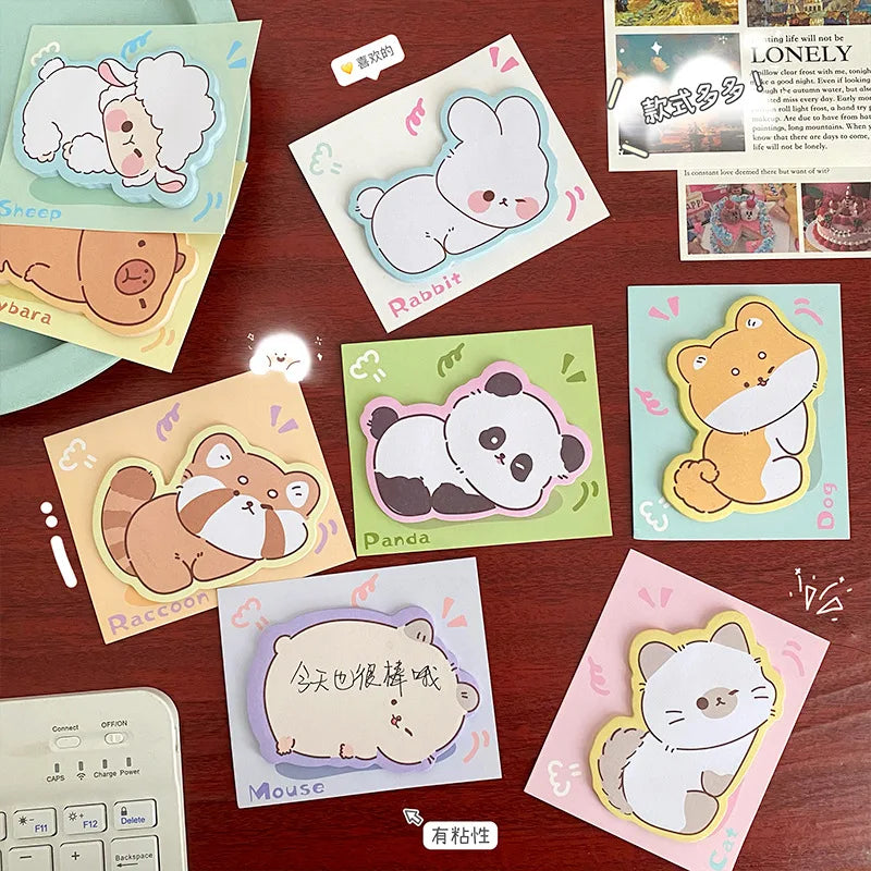 🐾INNO INK  Cute Animal Sticky Notes 🐱 | Kawaii Cartoon Memo Pads 📝 | Fun & Colorful Stationery for School & Office Supplies 🌈