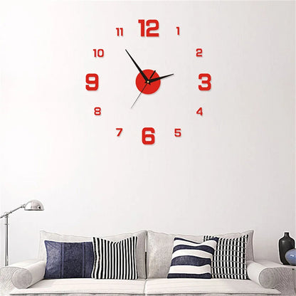 DIY 3D Frameless Wall Clock – Modern Mirror Sticker Clock for Stylish Home & Office Décor (40cm/16'') ✨🕒