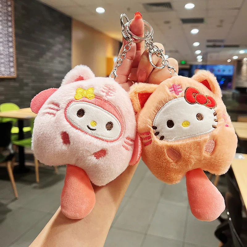 🐯 Sanrio Little Tiger Plush Keychain 🐯 | 🎀 Adorable Furry Tail Edition | 🎒 Perfect for Bags & Keys