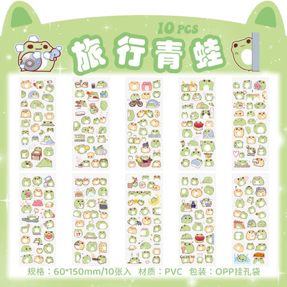 🌸 150+ INNO INK Kawaii Sticker Set 🐸 | Cute Frog, Bicycle & Girl Designs for Scrapbooking, Journals & Stationery 🎨