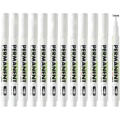 10/12Pcs White Marker Pen, Graffiti Pens, Waterproof, Permanent Tire Painting, Notebook Tyre Tread, Oily Environmental Pen