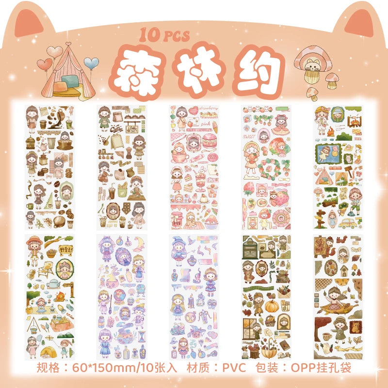 🌸 150+ INNO INK Kawaii Sticker Set 🐸 | Cute Frog, Bicycle & Girl Designs for Scrapbooking, Journals & Stationery 🎨