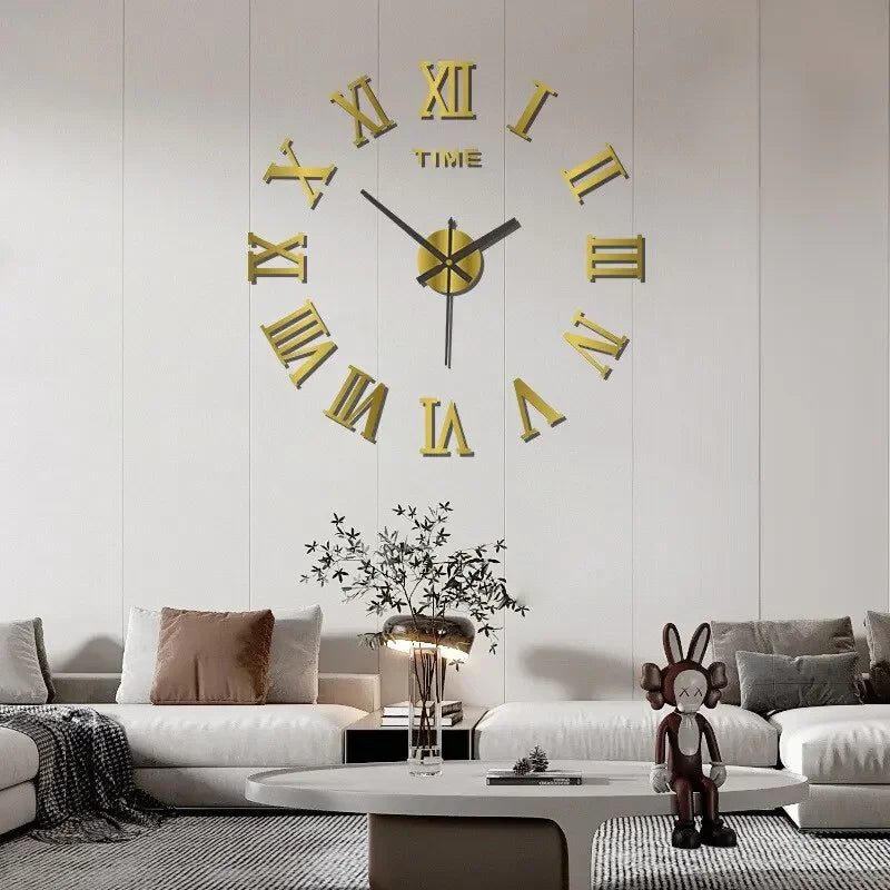 DIY 3D Frameless Wall Clock – Modern Mirror Sticker Clock for Stylish Home & Office Décor (40cm/16'') ✨🕒