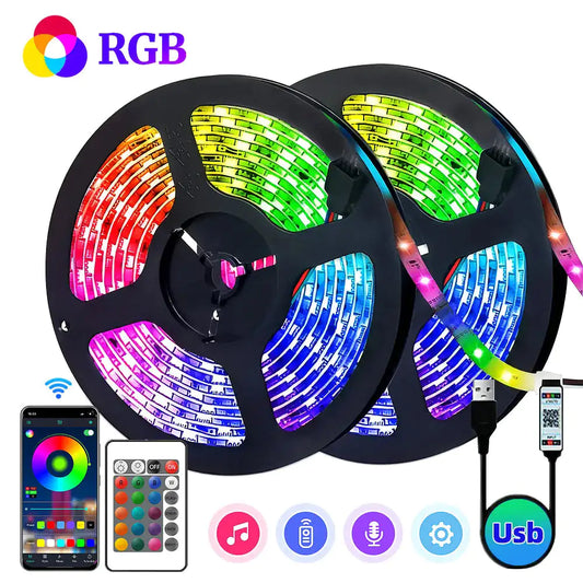 🎉 RGB 5050 LED Strip Lights - 16 Million Colors, Music Sync, & Customizable Ambiance for Any Occasion! 🌈✨