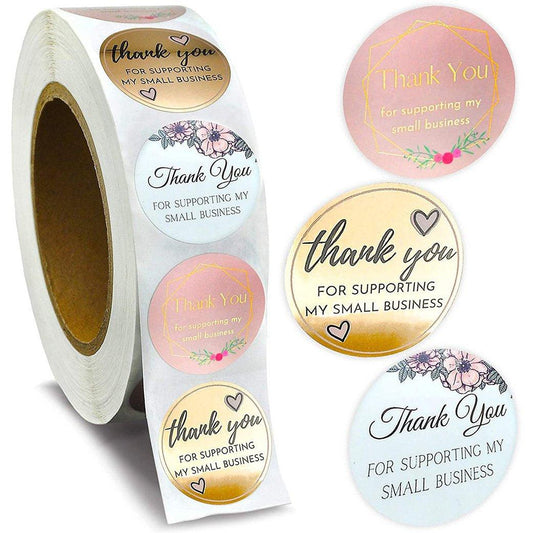 🎁 INNO INK Thank You Stickers – 500pcs Roll for Retail Business | Show Appreciation with a Personal Touch 🌟