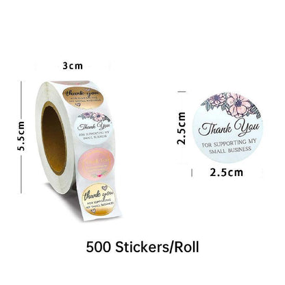 🎁 INNO INK Thank You Stickers – 500pcs Roll for Retail Business | Show Appreciation with a Personal Touch 🌟